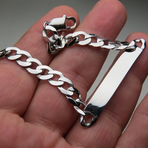 *925 Sterling Silver Men's Cuban ID Bracelet - Picture 4 of 7